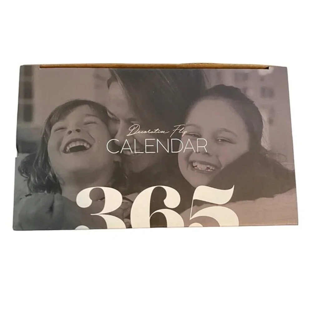 Silver One International Decorative Flip Calendar Wooden Vintage Style Farmhouse
